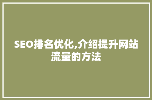 SEO排名优化,介绍提升网站流量的方法