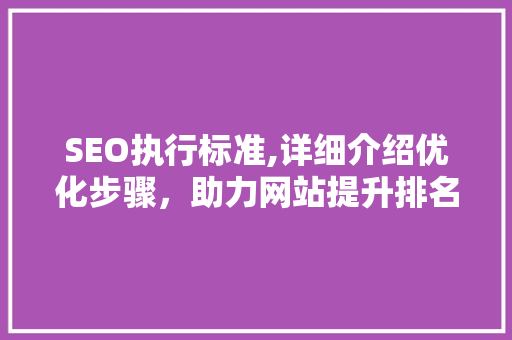 SEO执行标准,详细介绍优化步骤，助力网站提升排名