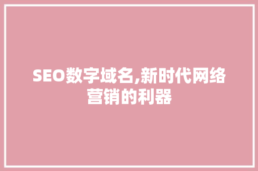 SEO数字域名,新时代网络营销的利器