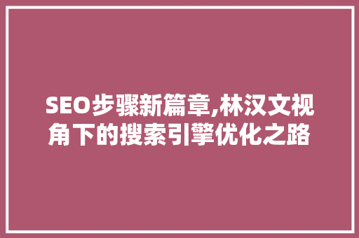 SEO步骤新篇章,林汉文视角下的搜索引擎优化之路