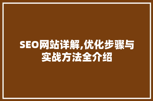 SEO网站详解,优化步骤与实战方法全介绍