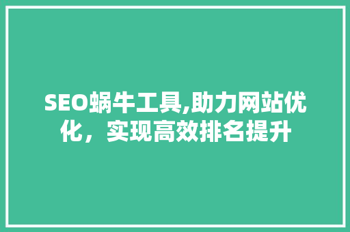 SEO蜗牛工具,助力网站优化，实现高效排名提升