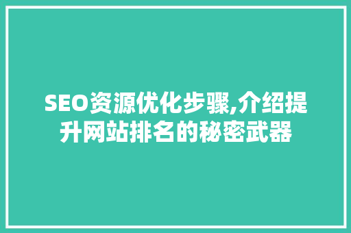 SEO资源优化步骤,介绍提升网站排名的秘密武器