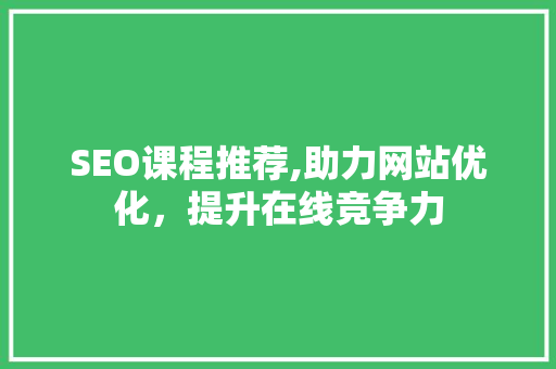 SEO课程推荐,助力网站优化，提升在线竞争力
