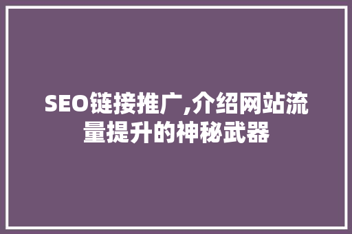 SEO链接推广,介绍网站流量提升的神秘武器