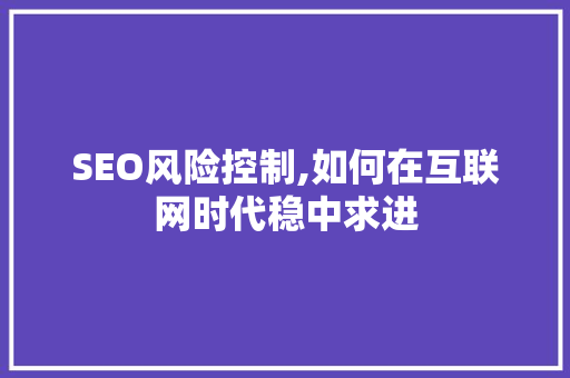 SEO风险控制,如何在互联网时代稳中求进