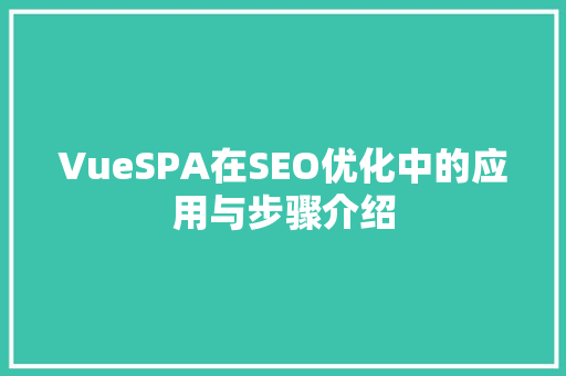 VueSPA在SEO优化中的应用与步骤介绍