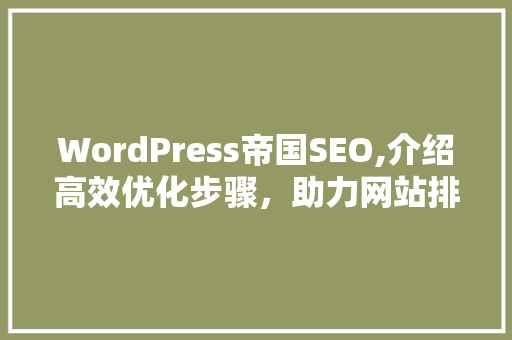 WordPress帝国SEO,介绍高效优化步骤，助力网站排名提升