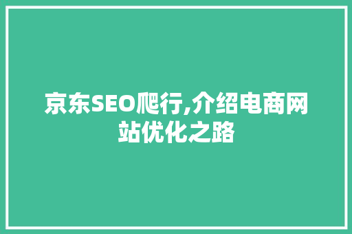京东SEO爬行,介绍电商网站优化之路