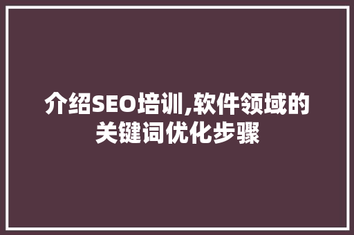 介绍SEO培训,软件领域的关键词优化步骤