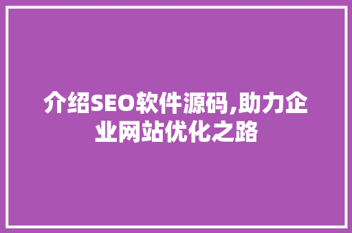 介绍SEO软件源码,助力企业网站优化之路