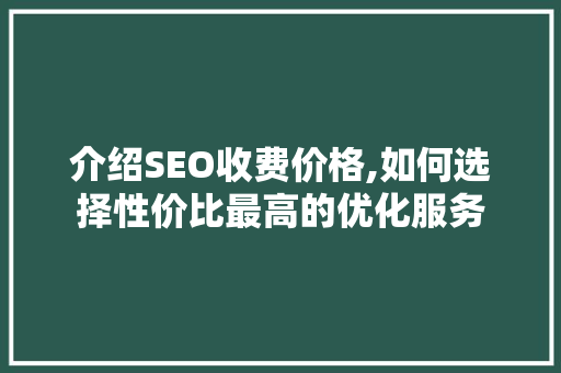 介绍SEO收费价格,如何选择性价比最高的优化服务