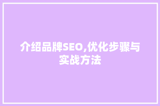 介绍品牌SEO,优化步骤与实战方法