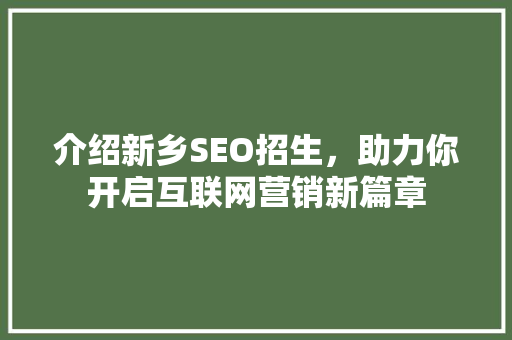 介绍新乡SEO招生，助力你开启互联网营销新篇章
