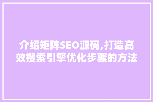 介绍矩阵SEO源码,打造高效搜索引擎优化步骤的方法