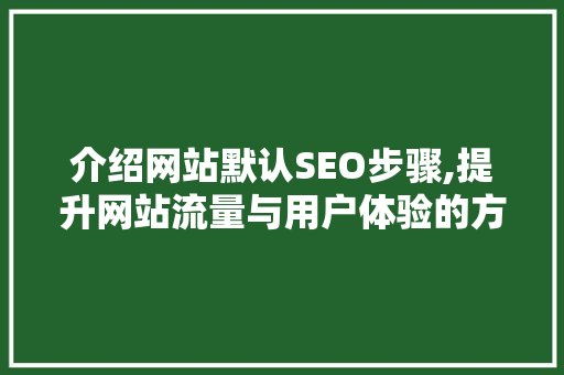 介绍网站默认SEO步骤,提升网站流量与用户体验的方法