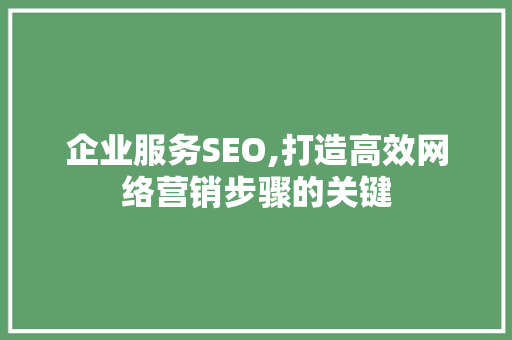 企业服务SEO,打造高效网络营销步骤的关键