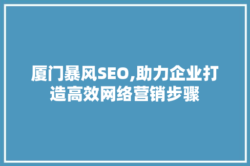 厦门暴风SEO,助力企业打造高效网络营销步骤