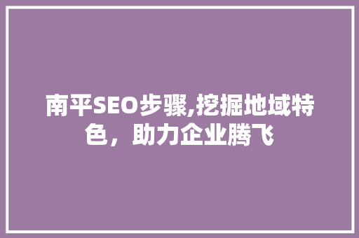 南平SEO步骤,挖掘地域特色，助力企业腾飞