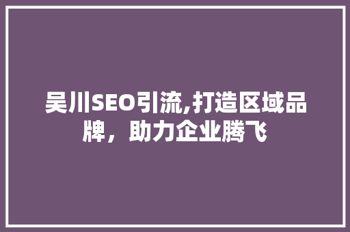 吴川SEO引流,打造区域品牌，助力企业腾飞