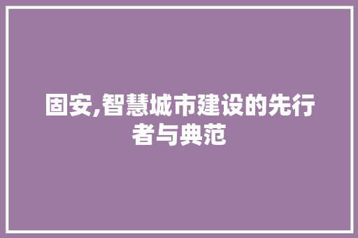 固安,智慧城市建设的先行者与典范