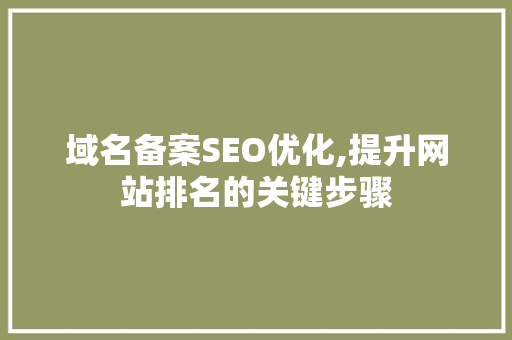 域名备案SEO优化,提升网站排名的关键步骤