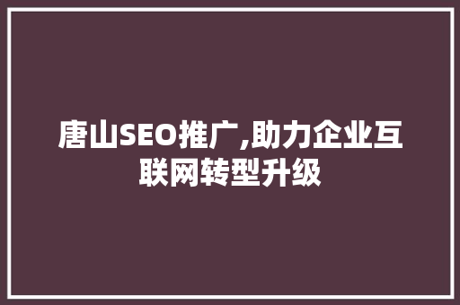 唐山SEO推广,助力企业互联网转型升级
