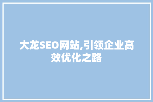 大龙SEO网站,引领企业高效优化之路