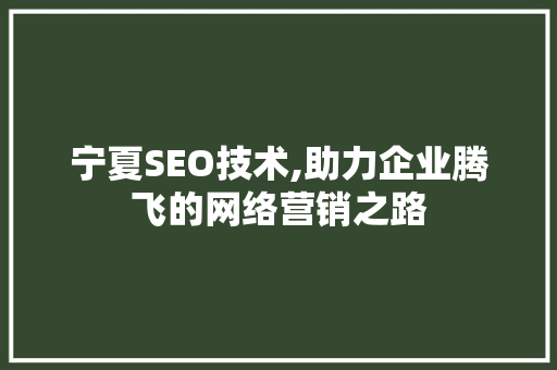 宁夏SEO技术,助力企业腾飞的网络营销之路