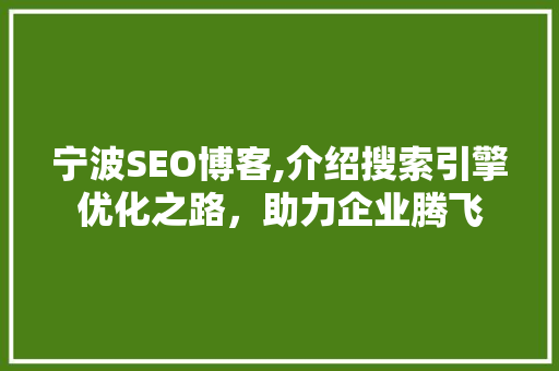 宁波SEO博客,介绍搜索引擎优化之路，助力企业腾飞