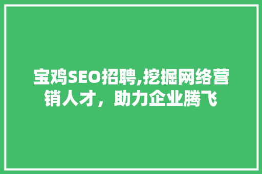 宝鸡SEO招聘,挖掘网络营销人才，助力企业腾飞
