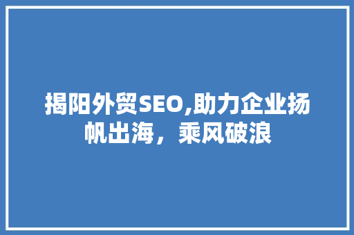揭阳外贸SEO,助力企业扬帆出海，乘风破浪