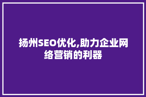 扬州SEO优化,助力企业网络营销的利器