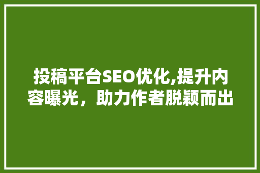投稿平台SEO优化,提升内容曝光，助力作者脱颖而出