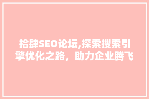 拾肆SEO论坛,探索搜索引擎优化之路，助力企业腾飞