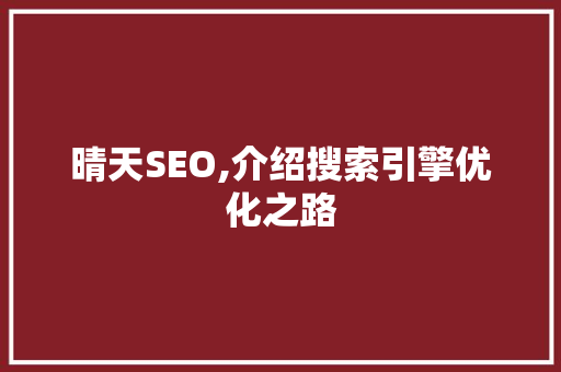 晴天SEO,介绍搜索引擎优化之路