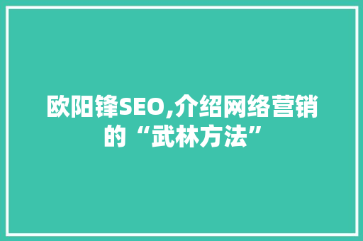欧阳锋SEO,介绍网络营销的“武林方法”