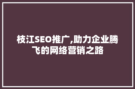 枝江SEO推广,助力企业腾飞的网络营销之路
