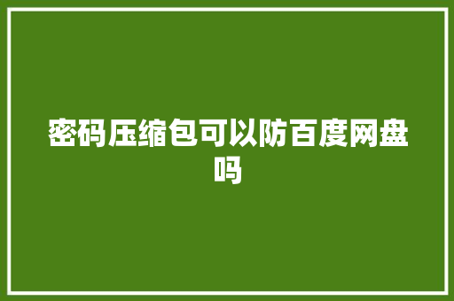 密码压缩包可以防百度网盘吗