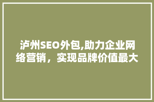 泸州SEO外包,助力企业网络营销，实现品牌价值最大化