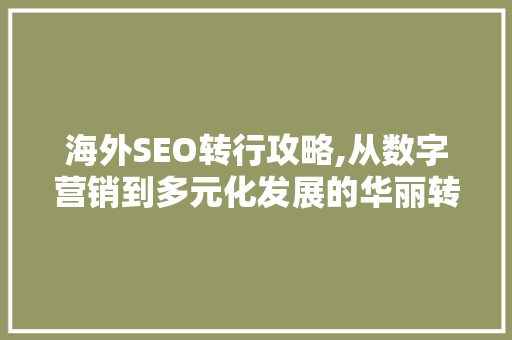 海外SEO转行攻略,从数字营销到多元化发展的华丽转身