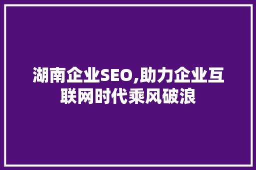 湖南企业SEO,助力企业互联网时代乘风破浪