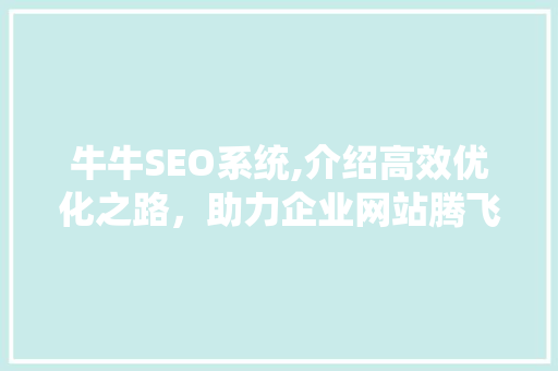 牛牛SEO系统,介绍高效优化之路，助力企业网站腾飞