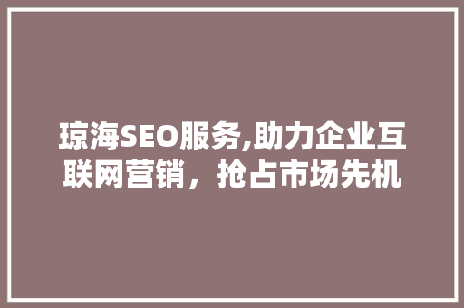 琼海SEO服务,助力企业互联网营销，抢占市场先机