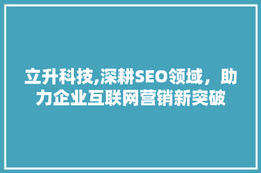 立升科技,深耕SEO领域，助力企业互联网营销新突破
