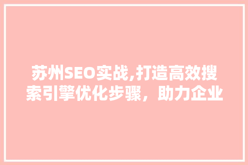 苏州SEO实战,打造高效搜索引擎优化步骤，助力企业线上腾飞
