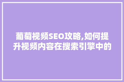 葡萄视频SEO攻略,如何提升视频内容在搜索引擎中的排名