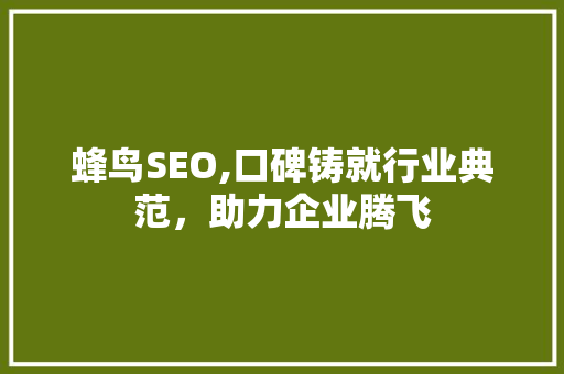 蜂鸟SEO,口碑铸就行业典范，助力企业腾飞