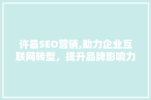 许昌SEO营销,助力企业互联网转型，提升品牌影响力