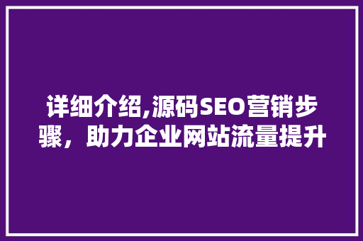 详细介绍,源码SEO营销步骤，助力企业网站流量提升